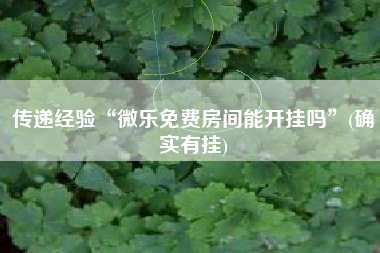传递经验“微乐免费房间能开挂吗”(确实有挂)