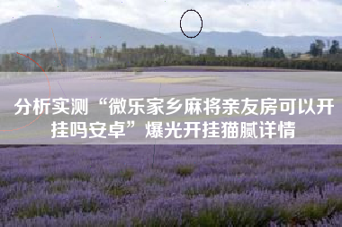 分析实测“微乐家乡麻将亲友房可以开挂吗安卓	”爆光开挂猫腻详情