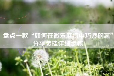 盘点一款“如何在微乐麻将中巧妙的赢”分享装挂详细步骤