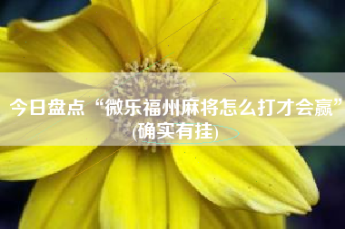 今日盘点“微乐福州麻将怎么打才会赢”(确实有挂)