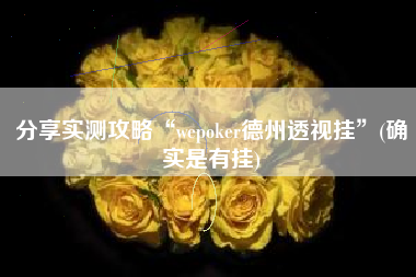 分享实测攻略“wepoker德州透视挂”(确实是有挂)