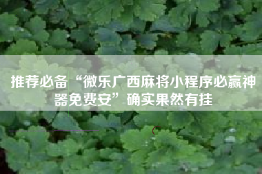 推荐必备“微乐广西麻将小程序必赢神器免费安	”确实果然有挂