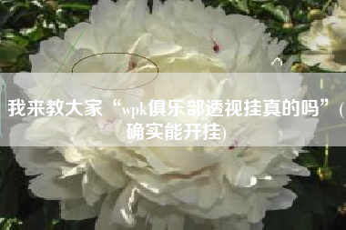 我来教大家“wpk俱乐部透视挂真的吗	”(确实能开挂)