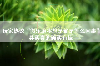 玩家热议“微乐麻将总是输是怎么回事”其实真的确实有挂