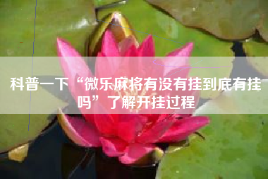 科普一下“微乐麻将有没有挂到底有挂吗	”了解开挂过程