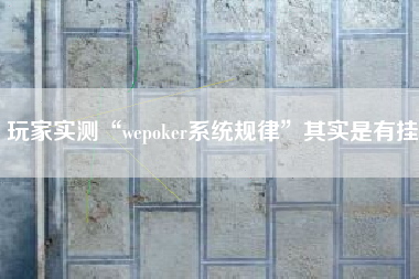 玩家实测“wepoker系统规律”其实是有挂