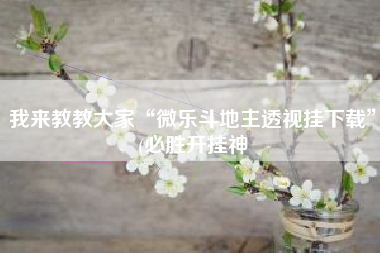 我来教教大家“微乐斗地主透视挂下载”(必胜开挂神