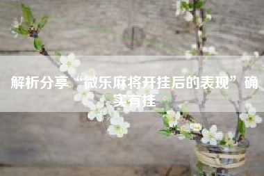 解析分享“微乐麻将开挂后的表现”确实有挂