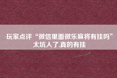 玩家点评“微信里面微乐麻将有挂吗	”太坑人了,真的有挂