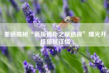 重磅揭秘“新版德扑之星透视	”爆光开挂猫腻详情