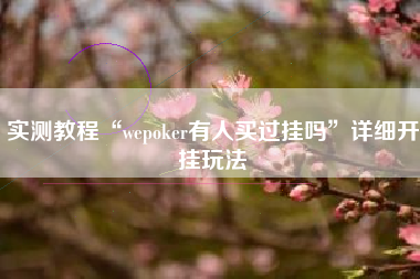 实测教程“wepoker有人买过挂吗”详细开挂玩法