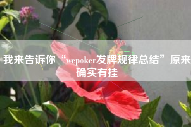 我来告诉你“wepoker发牌规律总结”原来确实有挂
