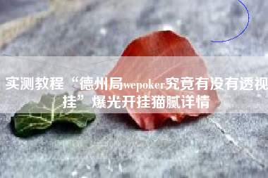 实测教程“德州局wepoker究竟有没有透视挂	”爆光开挂猫腻详情
