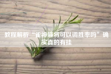 教程解析“雀神麻将可以调胜率吗”确实真的有挂