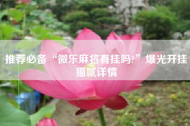 推荐必备“微乐麻将有挂吗?”爆光开挂猫腻详情