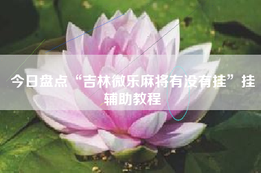 今日盘点“吉林微乐麻将有没有挂”挂辅助教程