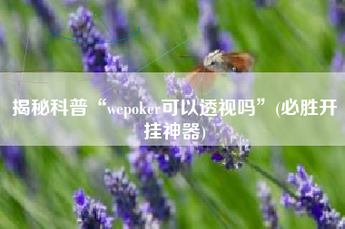 揭秘科普“wepoker可以透视吗	”(必胜开挂神器)