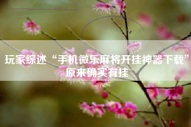 玩家综述“手机微乐麻将开挂神器下载	”原来确实有挂