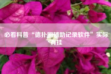必看科普“德扑圈辅助记录软件	”实际有挂
