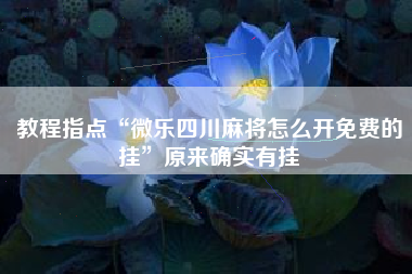 教程指点“微乐四川麻将怎么开免费的挂”原来确实有挂