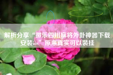 解析分享“微乐四川麻将外卦神器下载安装ios”原来真实可以装挂