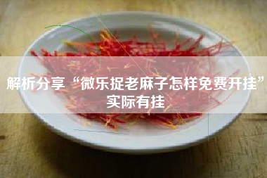 解析分享“微乐捉老麻子怎样免费开挂”实际有挂