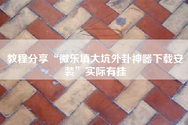 教程分享“微乐填大坑外卦神器下载安装”实际有挂