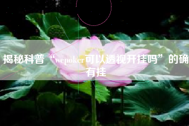 揭秘科普“wepoker可以透视开挂吗	”的确有挂