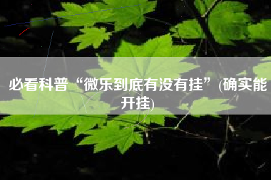 必看科普“微乐到底有没有挂”(确实能开挂)