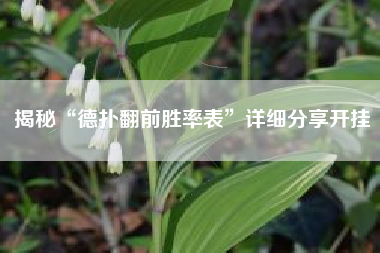 揭秘“德扑翻前胜率表”详细分享开挂
