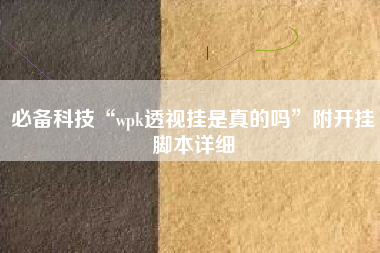 必备科技“wpk透视挂是真的吗”附开挂脚本详细