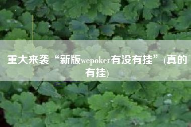 重大来袭“新版wepoker有没有挂”(真的有挂)