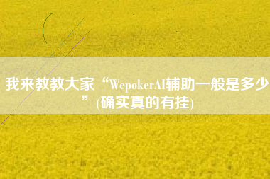 我来教教大家“WepokerAI辅助一般是多少	”(确实真的有挂)