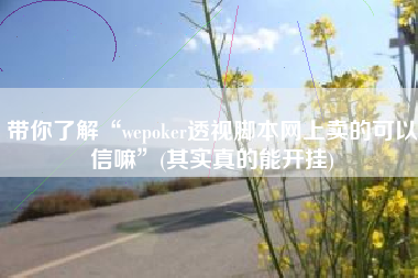 带你了解“wepoker透视脚本网上卖的可以信嘛”(其实真的能开挂)