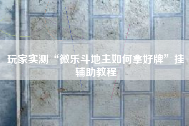 玩家实测“微乐斗地主如何拿好牌	”挂辅助教程