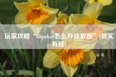 玩家攻略“hhpoker怎么开挂教程”(其实有挂)