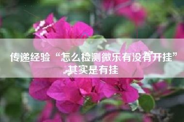 传递经验“怎么检测微乐有没有开挂	”其实是有挂