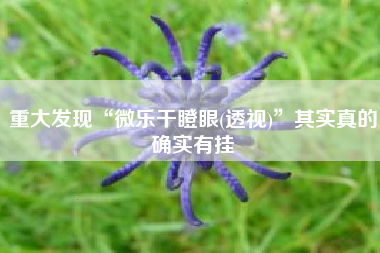 重大发现“微乐干瞪眼(透视)”其实真的确实有挂