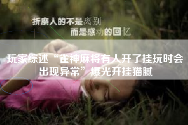 玩家综述“雀神麻将有人开了挂玩时会出现异常”爆光开挂猫腻