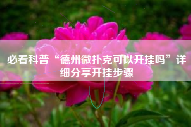 必看科普“德州微扑克可以开挂吗”详细分享开挂步骤