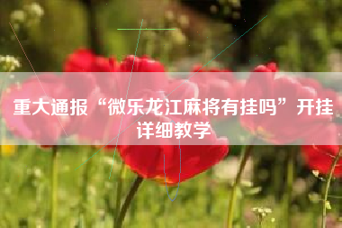 重大通报“微乐龙江麻将有挂吗”开挂详细教学