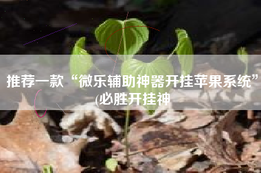 推荐一款“微乐辅助神器开挂苹果系统	”(必胜开挂神