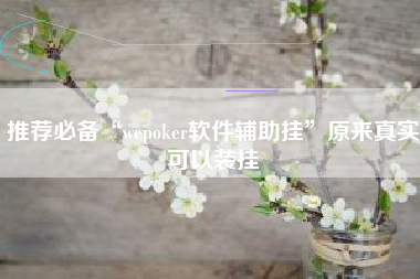 推荐必备“wepoker软件辅助挂”原来真实可以装挂