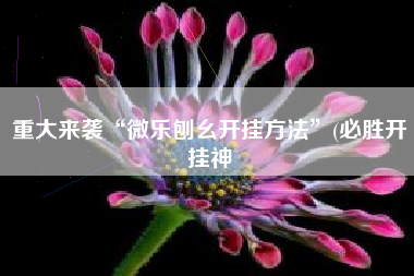 重大来袭“微乐刨幺开挂方法”(必胜开挂神