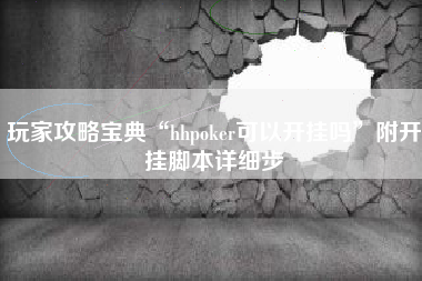 玩家攻略宝典“hhpoker可以开挂吗”附开挂脚本详细步