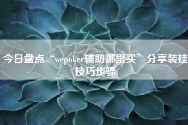 今日盘点“wepoker辅助哪里买	”分享装挂技巧步骤