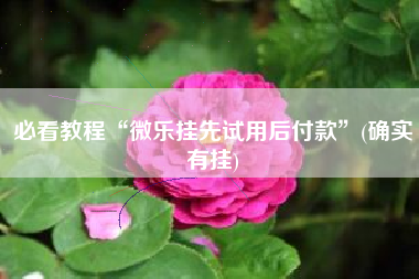 必看教程“微乐挂先试用后付款	”(确实有挂)