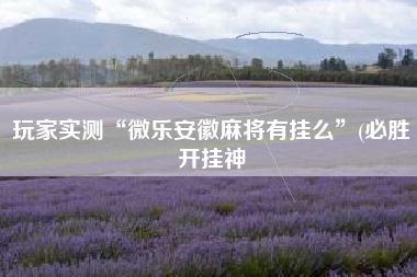 玩家实测“微乐安徽麻将有挂么”(必胜开挂神