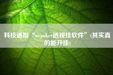 科技通报“wepoker透视挂软件”(其实真的能开挂)