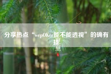 分享热点“wepOKer能不能透视”的确有挂